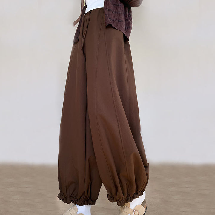 Pantaloni Bud da donna con coulisse e tasche, tinta unita , Buddha Stones - image 2
