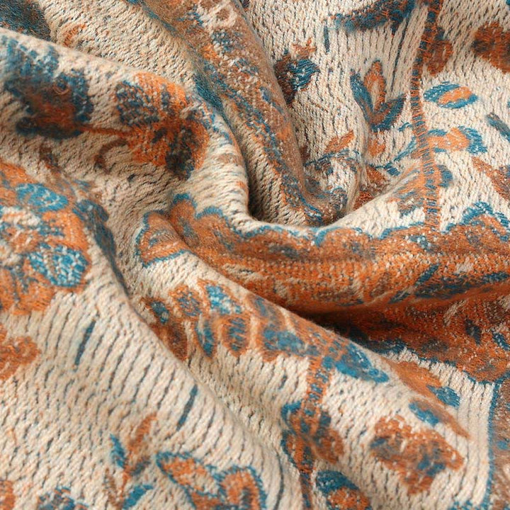 Sciarpa morbida con nappa, motivo etnico ricamato con fiori Paisley e Buddha Stones - image 14