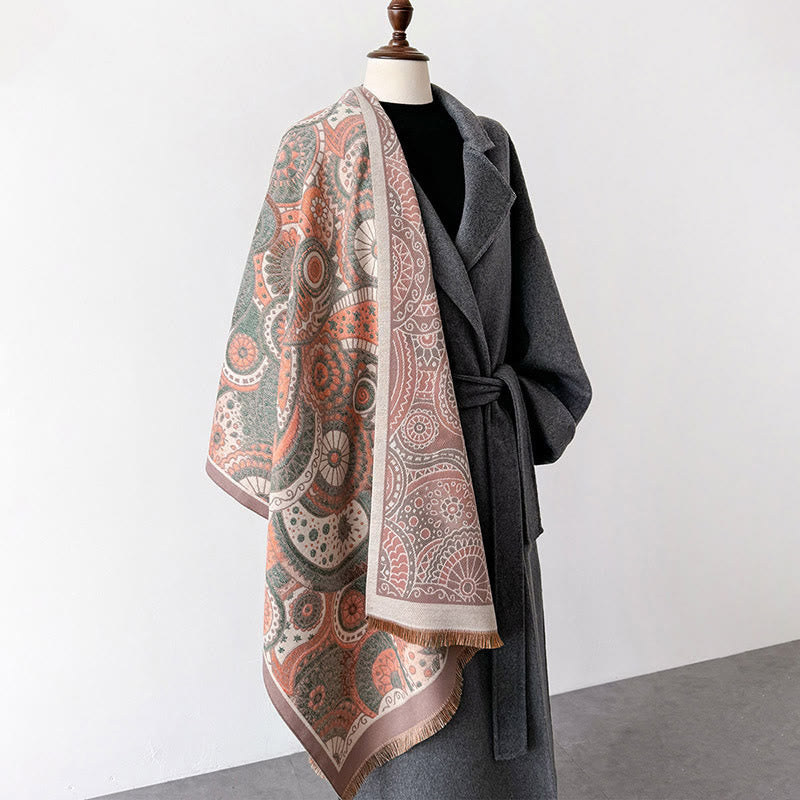 Sciarpa morbida con nappe, motivo geometrico paisley, stile etnico invernale, motivo Buddha Stones - image 16