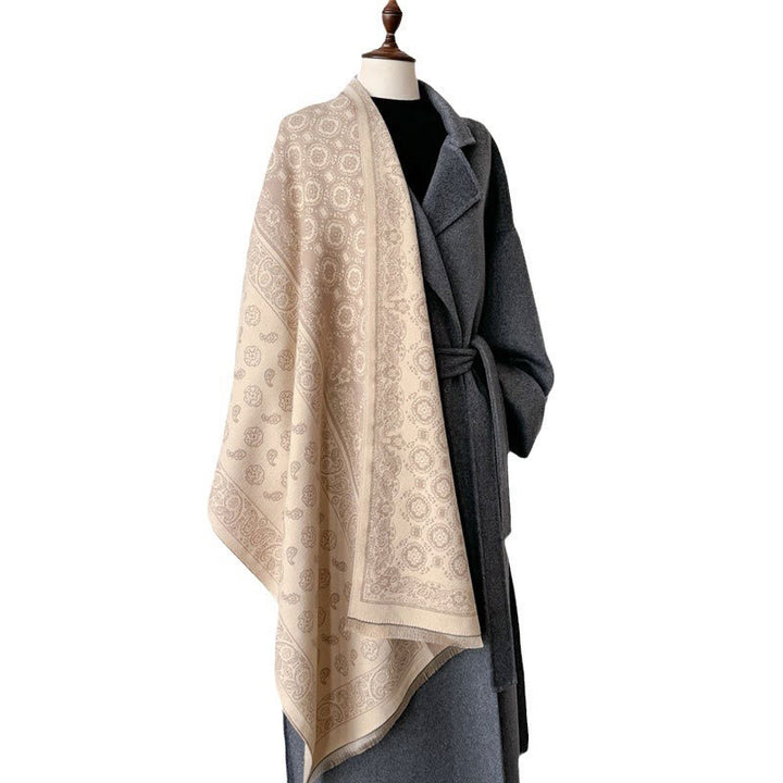 Sciarpa spessa e morbida, motivo patchwork geometrico con nappe Buddha Stones - image 16