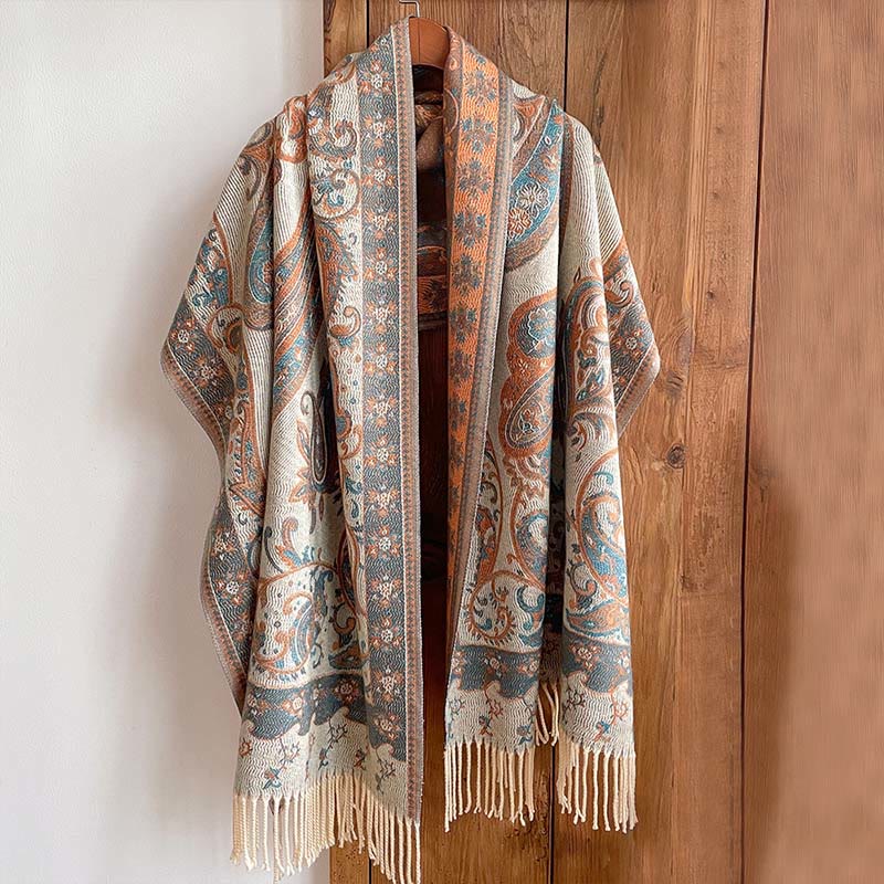 Sciarpa calda con nappa e motivo floreale Paisley, motivo invernale, motivo Buddha Stones - Biancheria - 200*65 cm - image 0