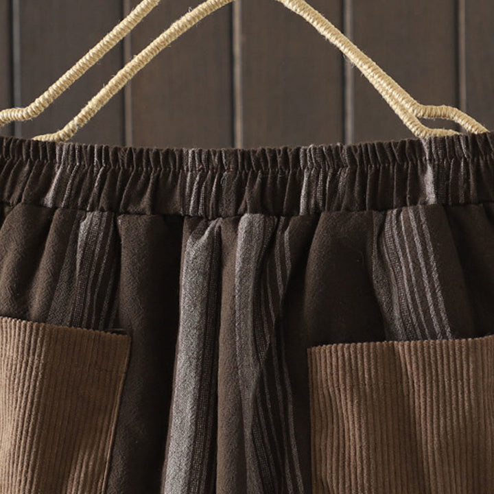 Pantaloni harem da donna in cotone a righe termiche Buddha Stones Commute con tasche - image 3