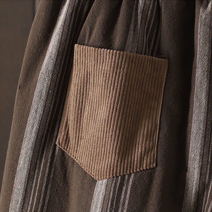 Pantaloni harem da donna in cotone a righe termiche Buddha Stones Commute con tasche - image 5