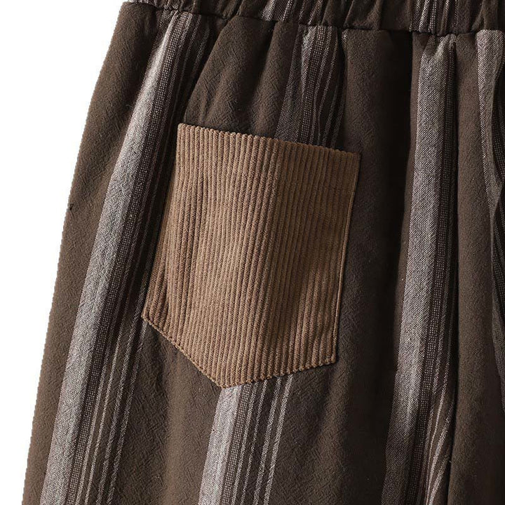 Pantaloni harem da donna in cotone a righe termiche Buddha Stones Commute con tasche - image 8