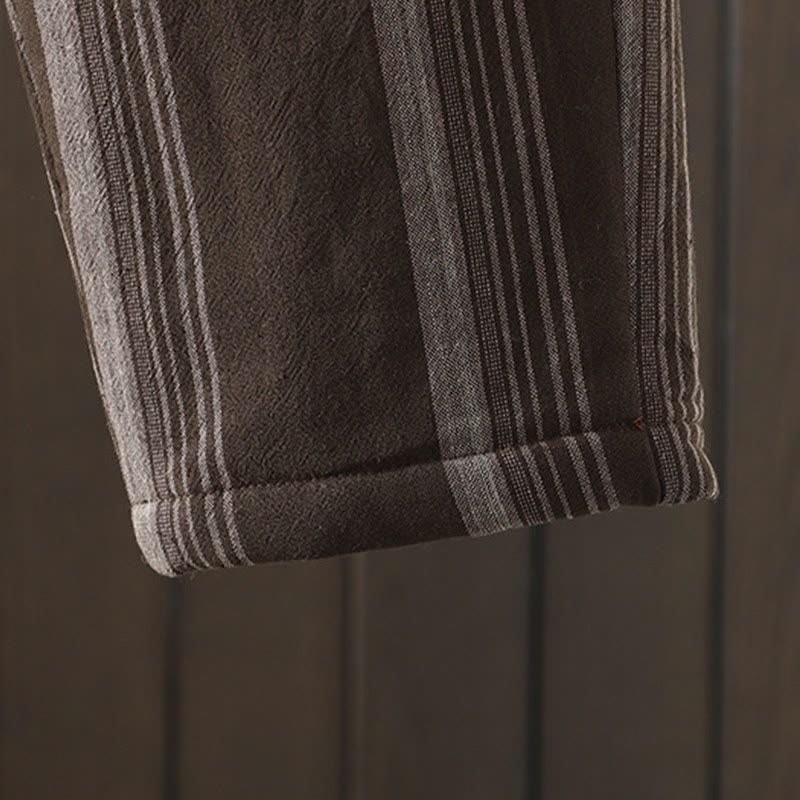 Pantaloni harem da donna in cotone a righe termiche Buddha Stones Commute con tasche - image 7