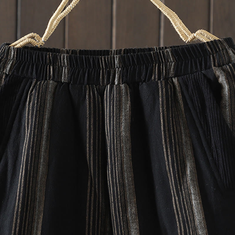 Pantaloni harem da donna in cotone a righe termiche Buddha Stones Commute con tasche - image 10