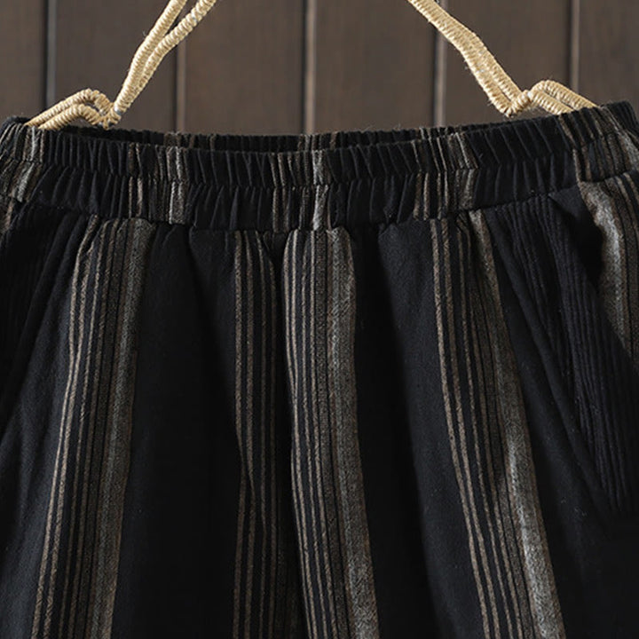 Pantaloni harem da donna in cotone a righe termiche Buddha Stones Commute con tasche - image 10