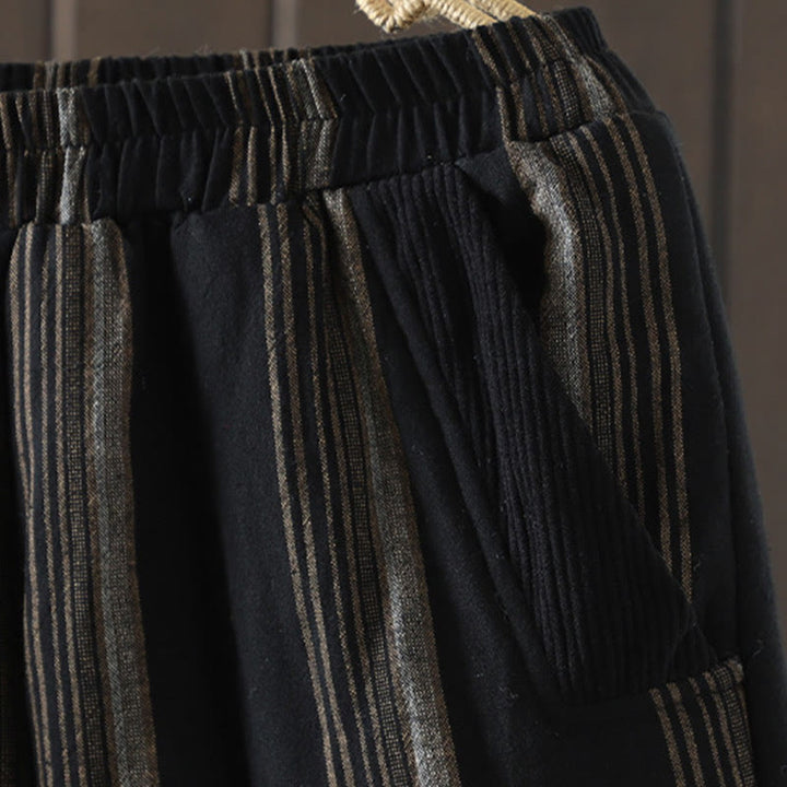 Pantaloni harem da donna in cotone a righe termiche Buddha Stones Commute con tasche - image 11