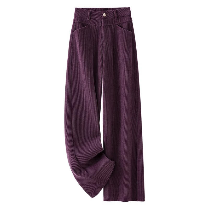 Pantaloni larghi da donna in velluto a coste di cotone con tasche e gamba dritta invernale Buddha Stones - image 11