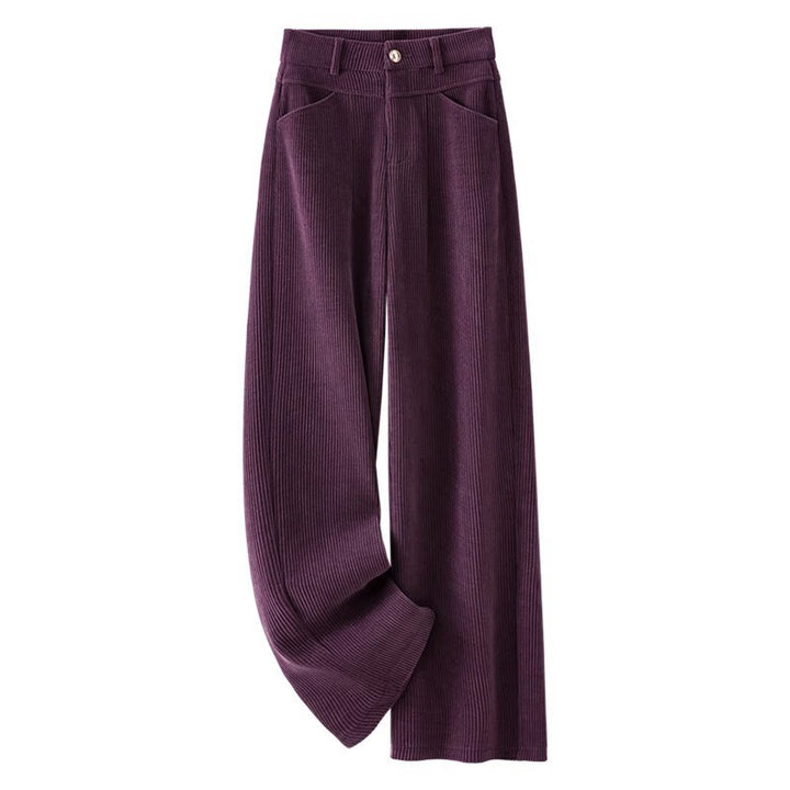Pantaloni larghi da donna in velluto a coste di cotone con tasche e gamba dritta invernale Buddha Stones - image 11