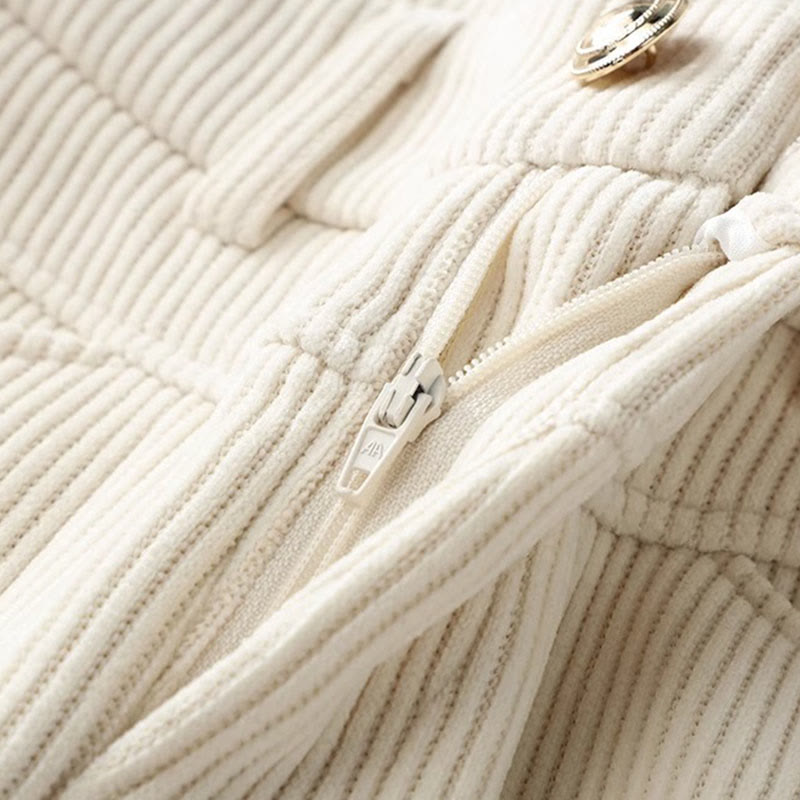 Pantaloni larghi da donna in velluto a coste di cotone con tasche e gamba dritta invernale Buddha Stones - image 2