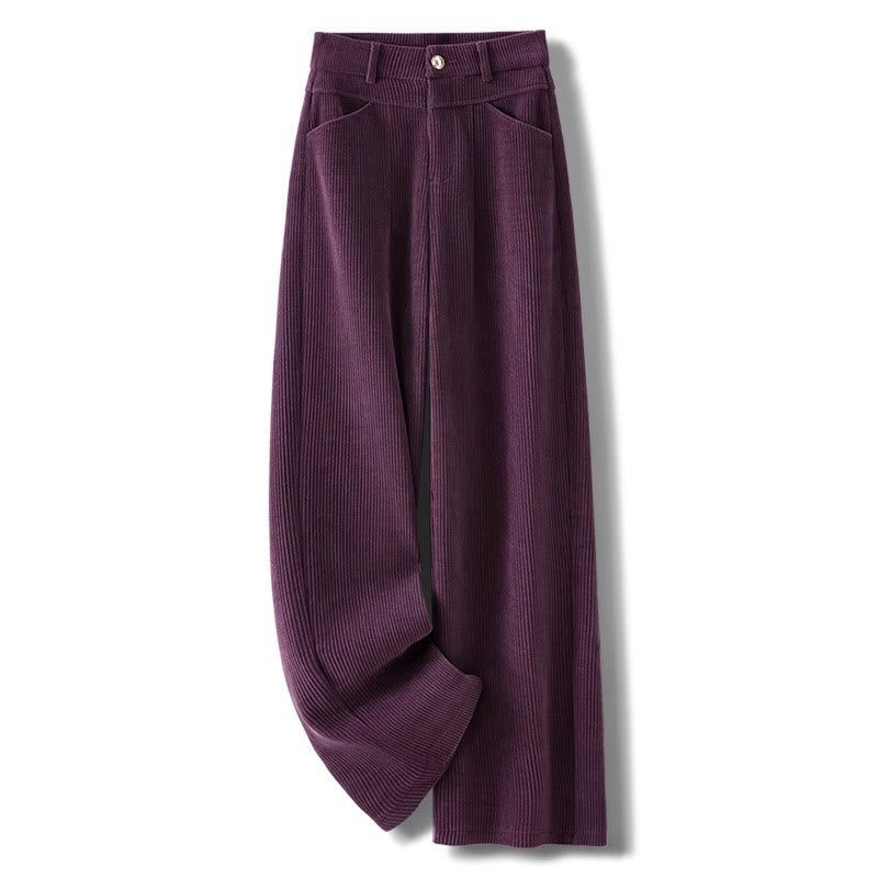 Pantaloni larghi da donna in velluto a coste di cotone con tasche e gamba dritta invernale Buddha Stones - Viola - US16, UK/AU20, EU48 (4XL) - image 5