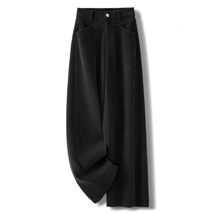Pantaloni larghi da donna in velluto a coste di cotone con tasche e gamba dritta invernale Buddha Stones - Nero - US16, UK/AU20, EU48 (4XL) - image 12