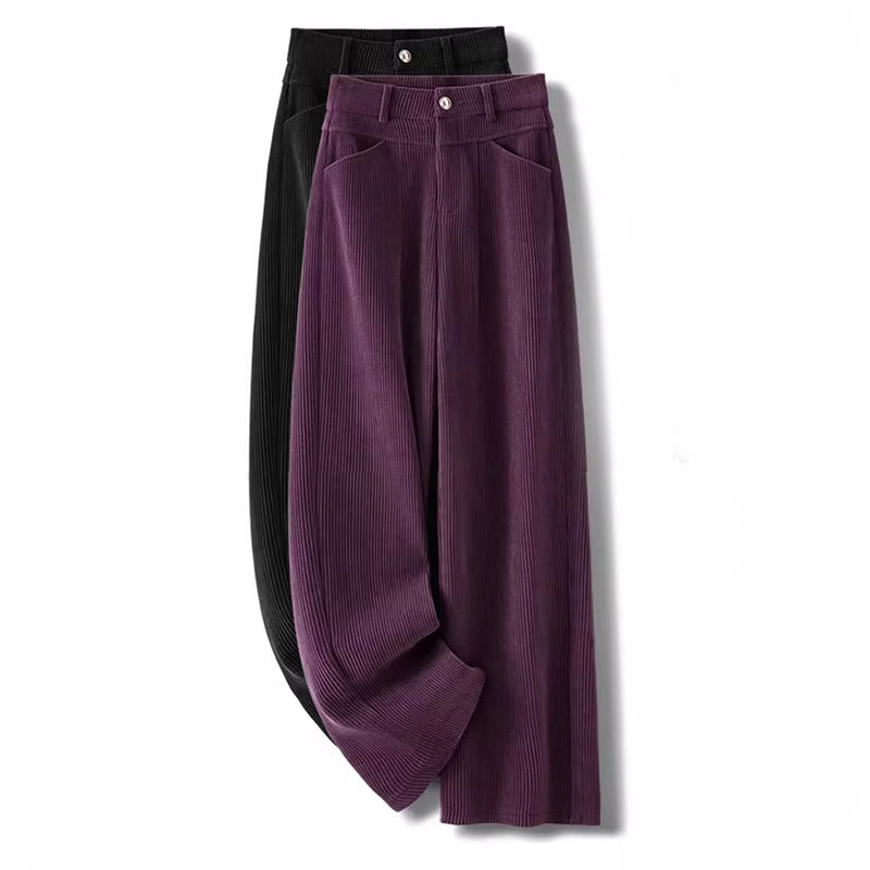 Pantaloni larghi da donna in velluto a coste di cotone con tasche e gamba dritta invernale Buddha Stones - image 14