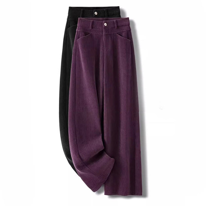Pantaloni larghi da donna in velluto a coste di cotone con tasche e gamba dritta invernale Buddha Stones - image 14