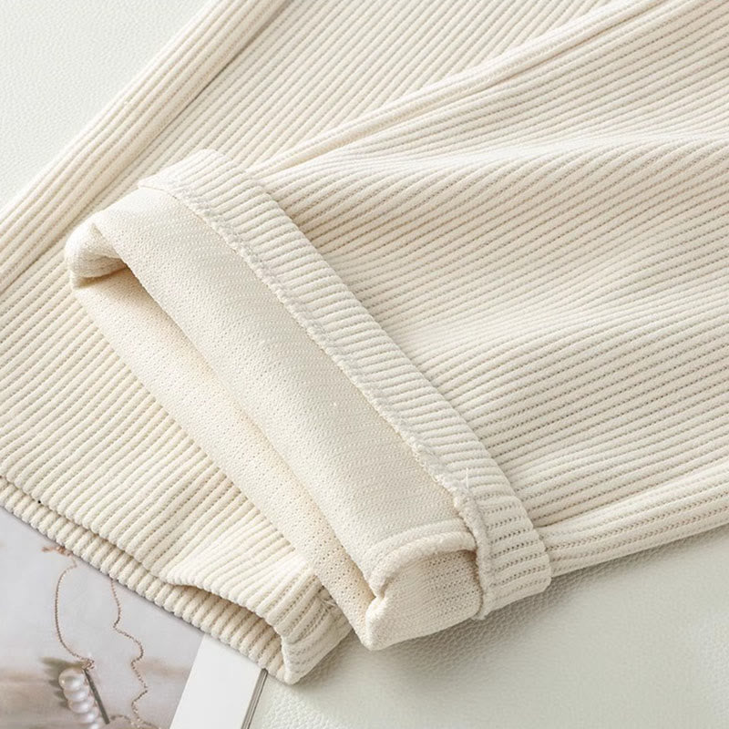 Pantaloni larghi da donna in velluto a coste di cotone con tasche e gamba dritta invernale Buddha Stones - image 4