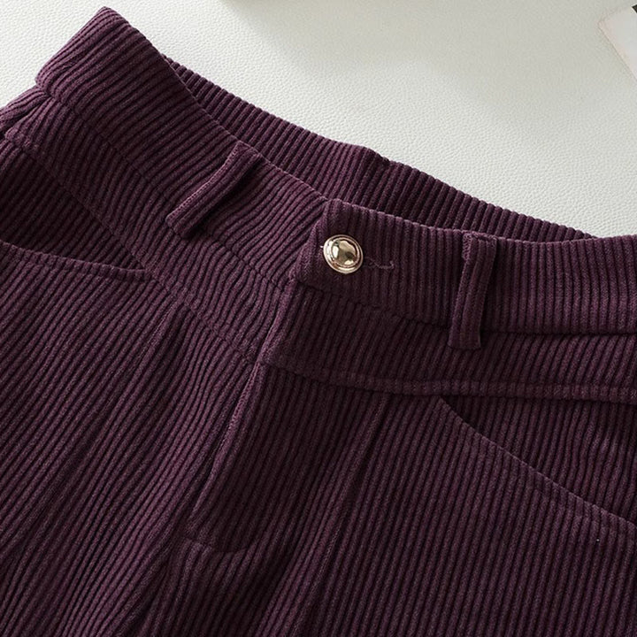 Pantaloni larghi da donna in velluto a coste di cotone con tasche e gamba dritta invernale Buddha Stones - image 7