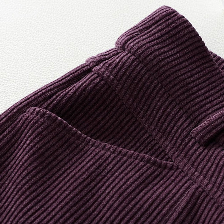 Pantaloni larghi da donna in velluto a coste di cotone con tasche e gamba dritta invernale Buddha Stones - image 8