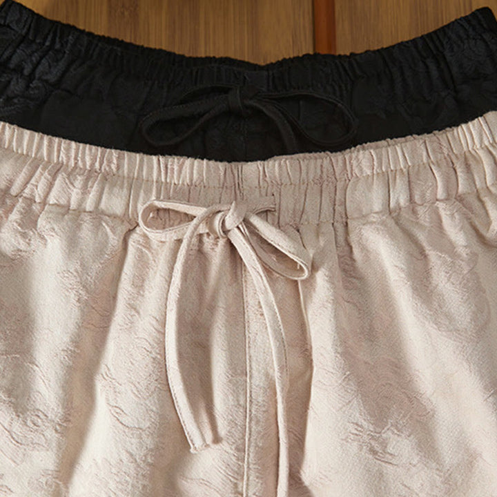 Pantaloni da donna in cotone a gamba larga con tasche, modello jacquard termico invernale Buddha Stones - image 15