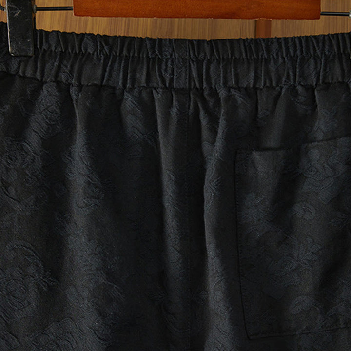 Pantaloni da donna in cotone a gamba larga con tasche, modello jacquard termico invernale Buddha Stones - image 2