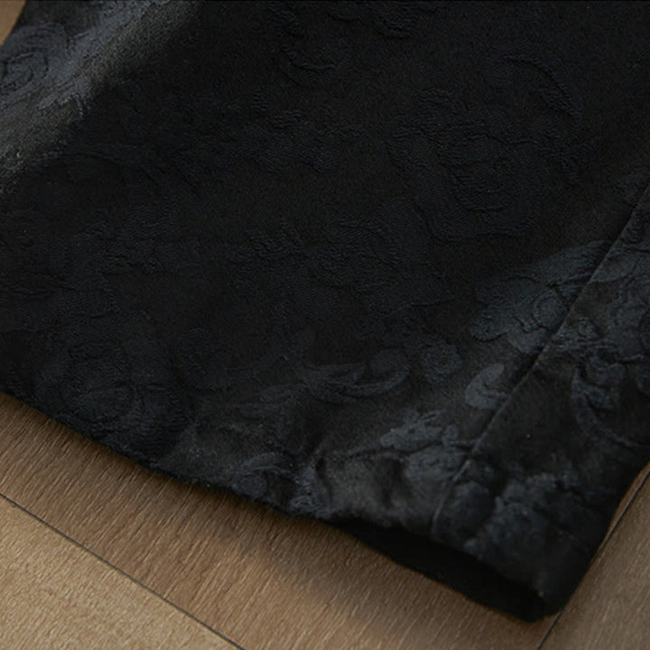 Pantaloni da donna in cotone a gamba larga con tasche, modello jacquard termico invernale Buddha Stones - image 6