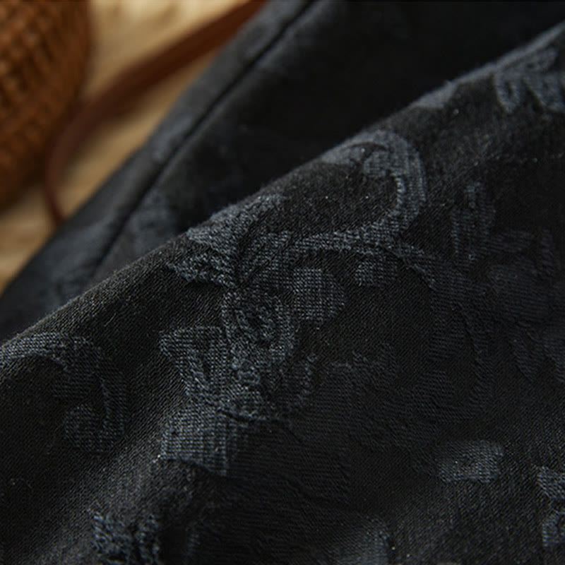 Pantaloni da donna in cotone a gamba larga con tasche, modello jacquard termico invernale Buddha Stones - image 5