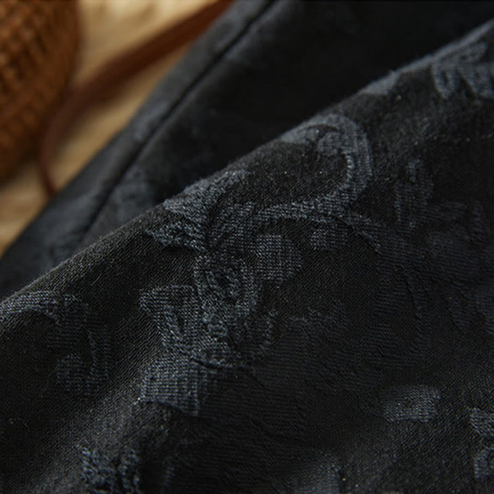 Pantaloni da donna in cotone a gamba larga con tasche, modello jacquard termico invernale Buddha Stones - image 5