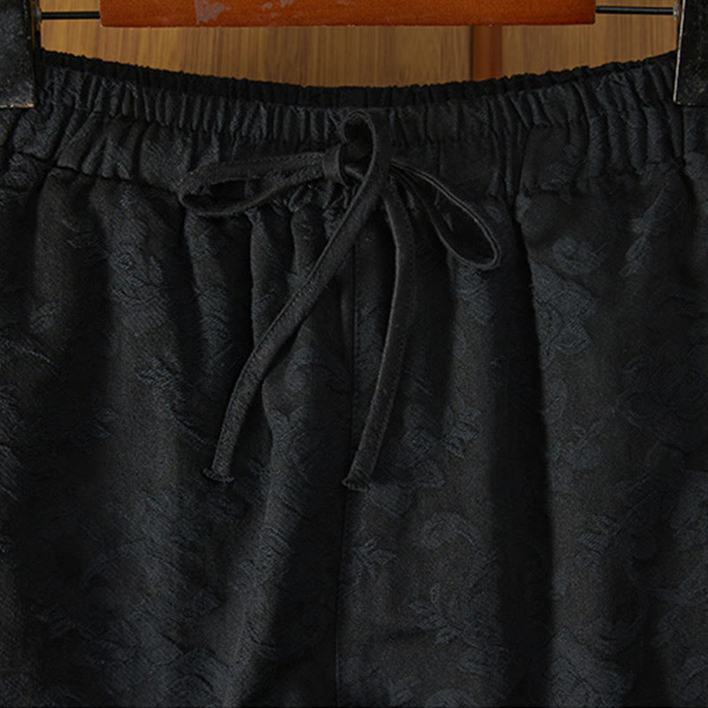 Pantaloni da donna in cotone a gamba larga con tasche, modello jacquard termico invernale Buddha Stones - image 3