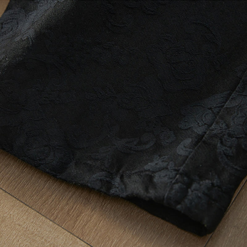 Pantaloni da donna in cotone a gamba larga con tasche, modello jacquard termico invernale Buddha Stones - image 6