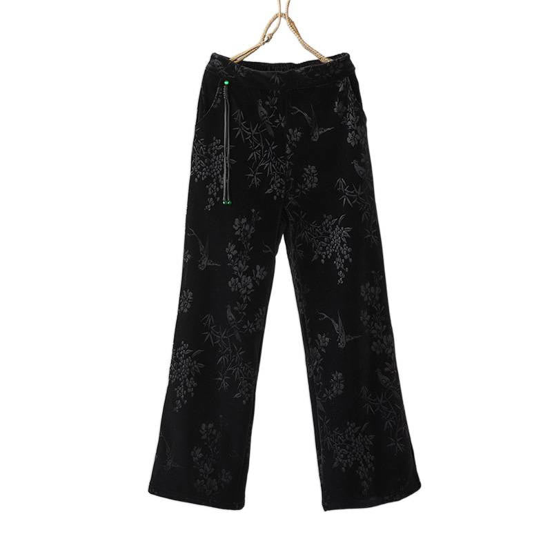 Pantaloni da donna Buddha Stones in jacquard con vita alta, gamba larga, foderati in pile di cotone e tasche - image 14
