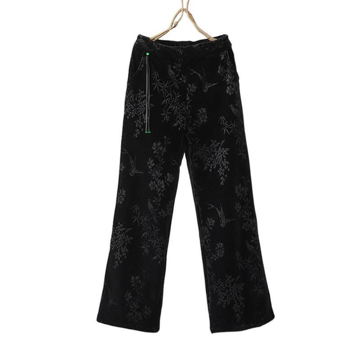 Pantaloni da donna Buddha Stones in jacquard con vita alta, gamba larga, foderati in pile di cotone e tasche - image 14