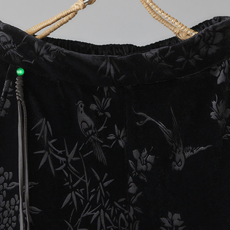 Pantaloni da donna Buddha Stones in jacquard con vita alta, gamba larga, foderati in pile di cotone e tasche - image 10