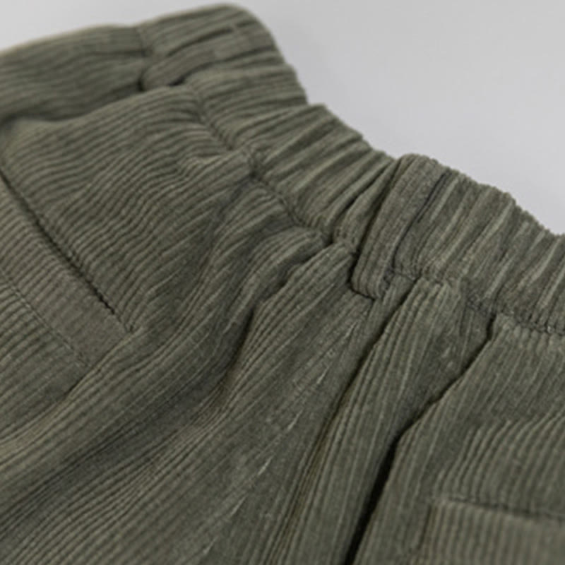 Pantaloni in velluto a coste di cotone con tasche e gamba larga, con cerniera e vita alta, da donna, Buddha Stones - image 12