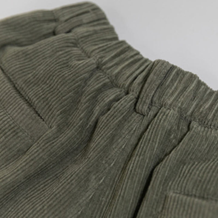 Pantaloni in velluto a coste di cotone con tasche e gamba larga, con cerniera e vita alta, da donna, Buddha Stones - image 12