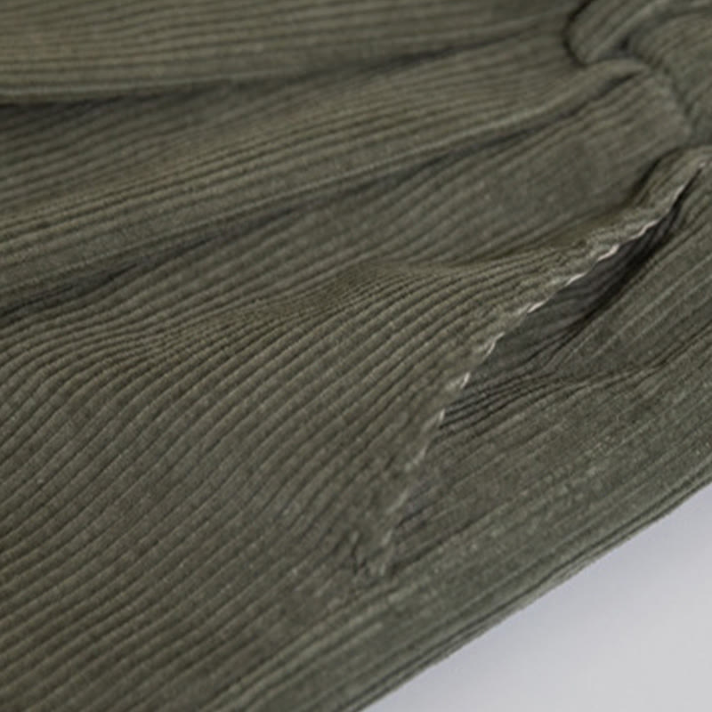 Pantaloni in velluto a coste di cotone con tasche e gamba larga, con cerniera e vita alta, da donna, Buddha Stones - image 13