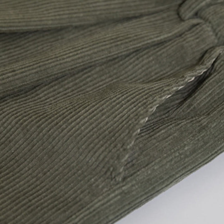 Pantaloni in velluto a coste di cotone con tasche e gamba larga, con cerniera e vita alta, da donna, Buddha Stones - image 13