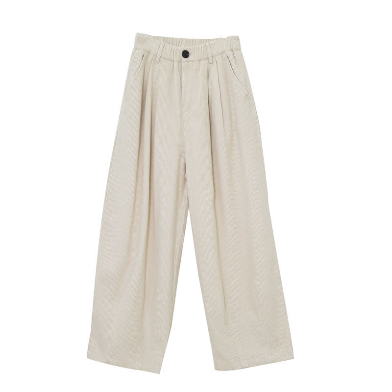 Pantaloni in velluto a coste di cotone con tasche e gamba larga, con cerniera e vita alta, da donna, Buddha Stones - Beige - US6, UK/AU10, EU38 (L) - image 17
