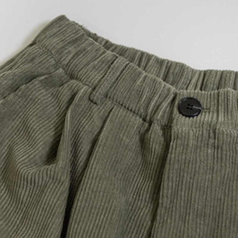 Pantaloni in velluto a coste di cotone con tasche e gamba larga, con cerniera e vita alta, da donna, Buddha Stones - image 11