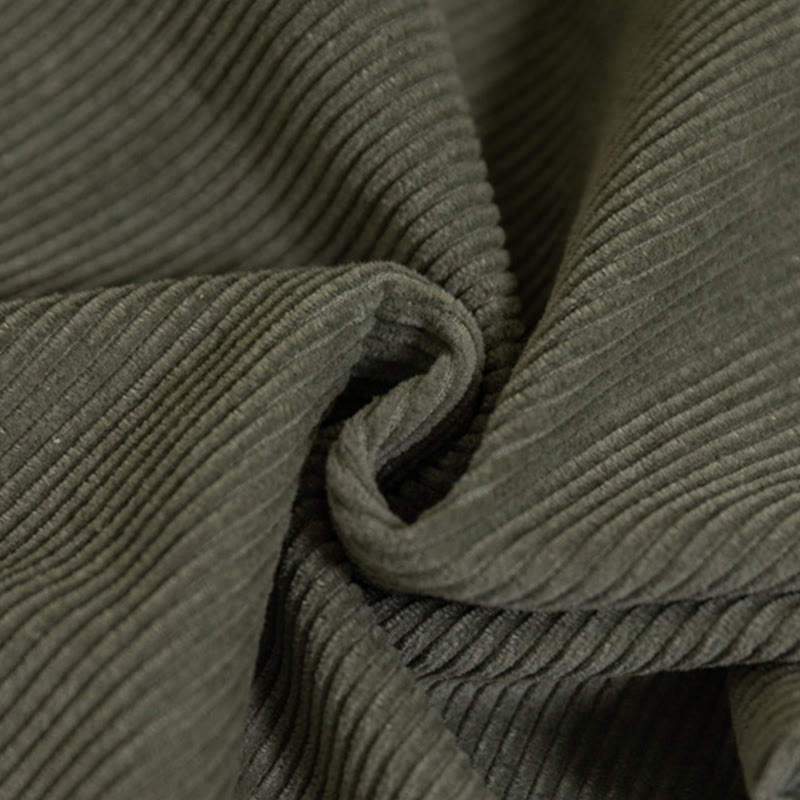 Pantaloni in velluto a coste di cotone con tasche e gamba larga, con cerniera e vita alta, da donna, Buddha Stones - image 15