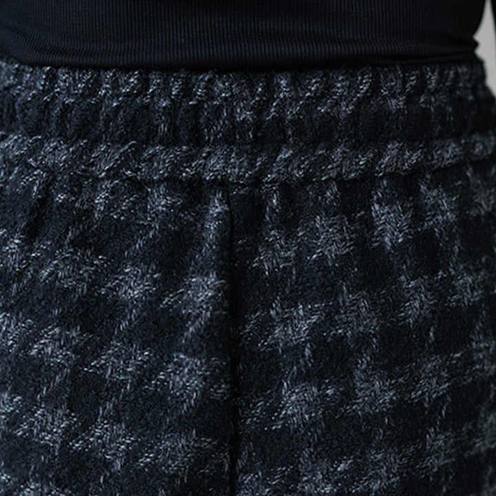 Pantaloni invernali da donna Buddha Stones con fodera in pile di cotone e tasche, motivo scozzese grigio nero - image 7