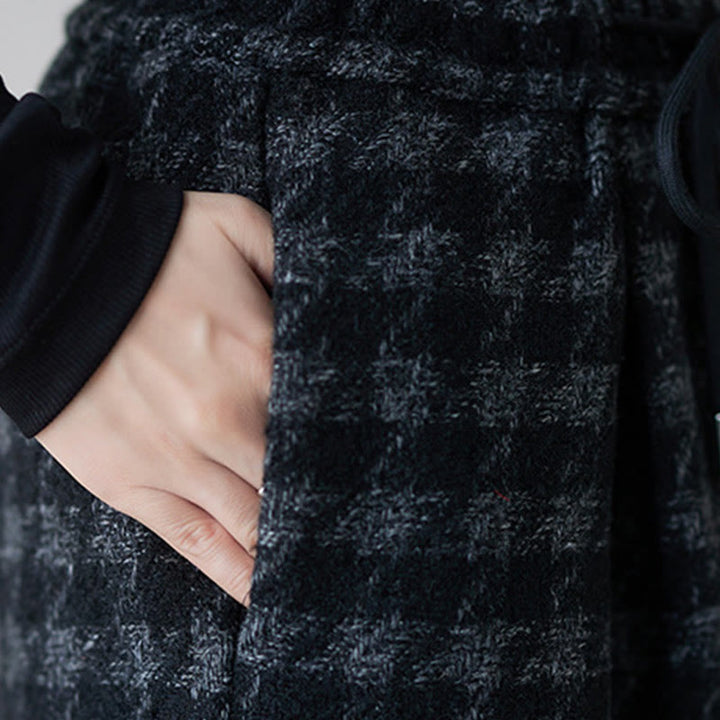 Pantaloni invernali da donna Buddha Stones con fodera in pile di cotone e tasche, motivo scozzese grigio nero - image 8