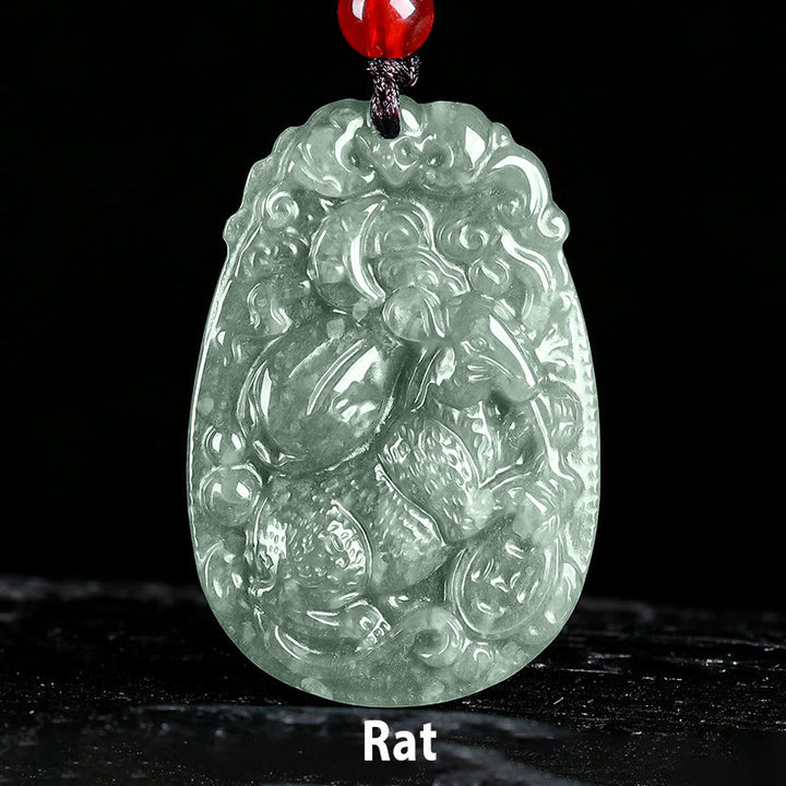 Collana con ciondolo in corda con Buddha Stones, zodiaco cinese, giada, anno del cavallo, fortuna - Ratto - image 6