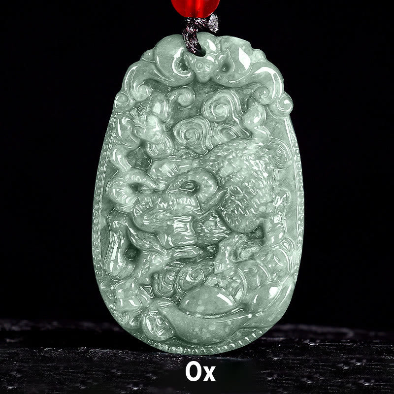 Collana con ciondolo in corda con Buddha Stones, zodiaco cinese, giada, anno del cavallo, fortuna - Bue - image 12