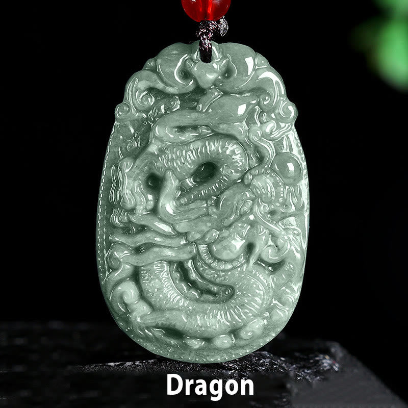 Collana con ciondolo in corda con Buddha Stones, zodiaco cinese, giada, anno del cavallo, fortuna - Drago - image 15