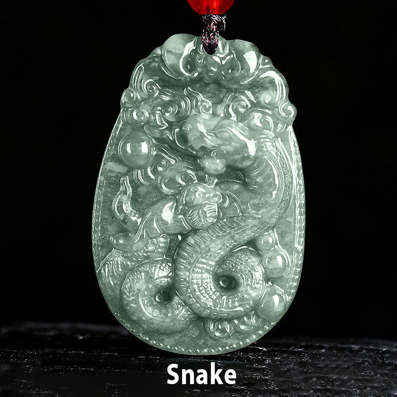 Collana con ciondolo in corda con Buddha Stones, zodiaco cinese, giada, anno del cavallo, fortuna - Serpente - image 16
