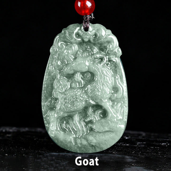 Collana con ciondolo in corda con Buddha Stones, zodiaco cinese, giada, anno del cavallo, fortuna - Capra - image 17