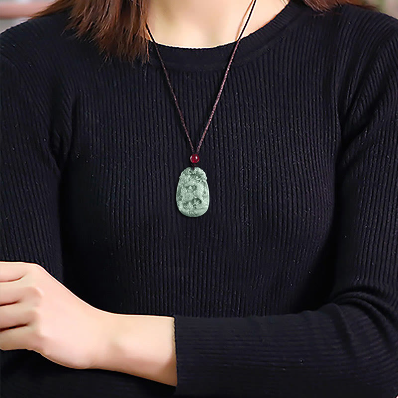 Collana con ciondolo in corda con Buddha Stones, zodiaco cinese, giada, anno del cavallo, fortuna - image 11