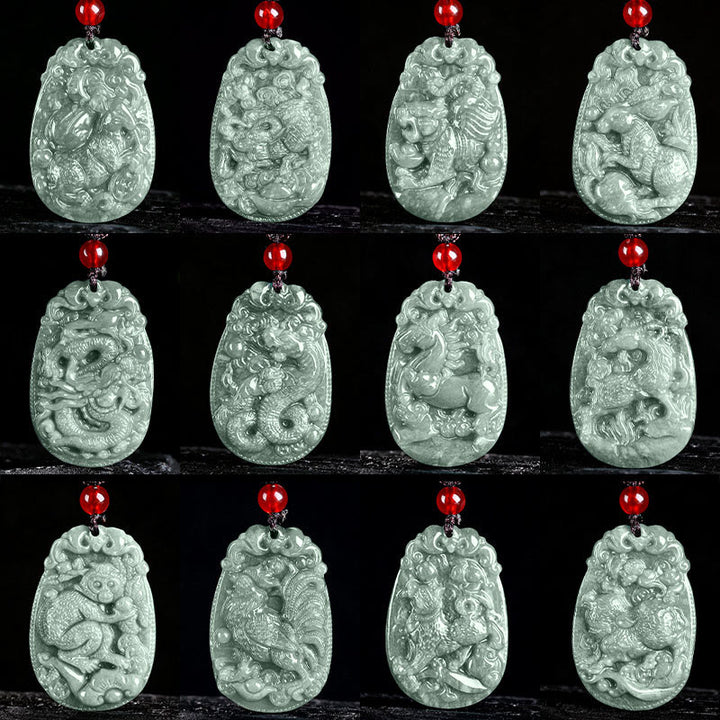 Collana con ciondolo in corda con Buddha Stones, zodiaco cinese, giada, anno del cavallo, fortuna - image 23