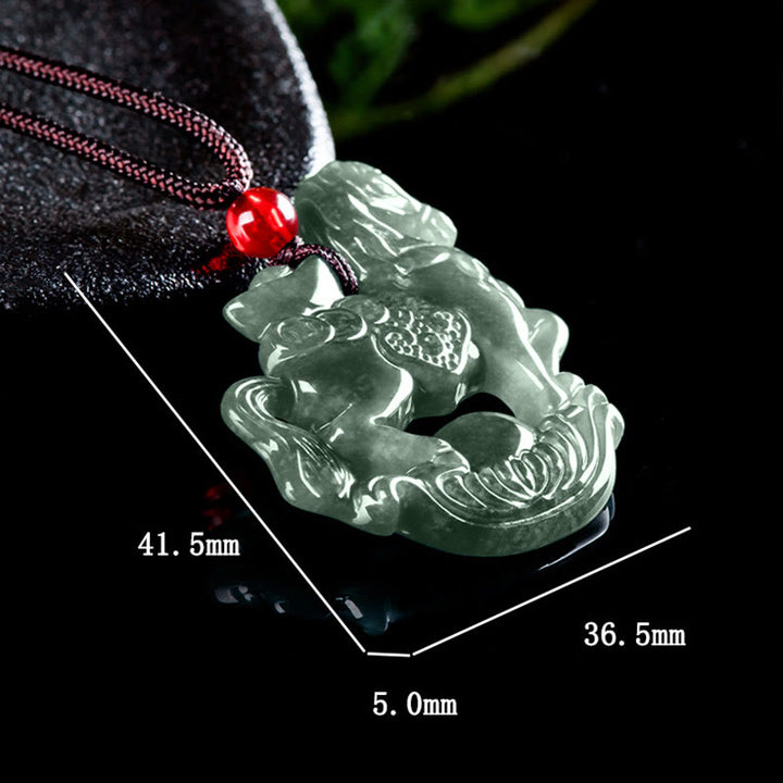 Collana con ciondolo in corda, lingotto di giada, Buddha Stones, anno del cavallo, fortuna e prosperità - image 9