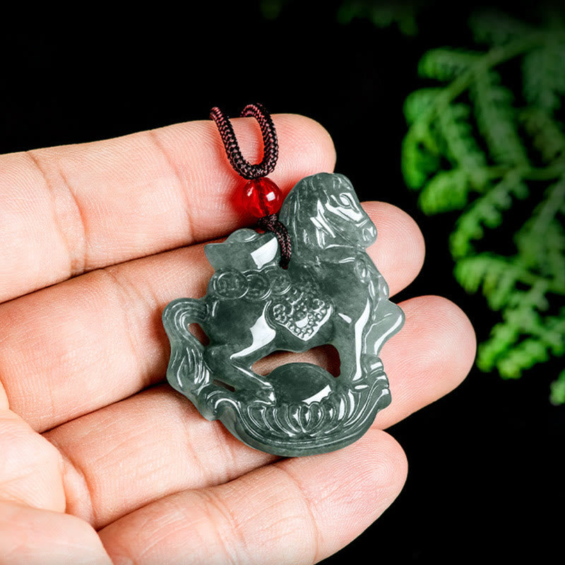 Collana con ciondolo in corda, lingotto di giada, Buddha Stones, anno del cavallo, fortuna e prosperità - image 8